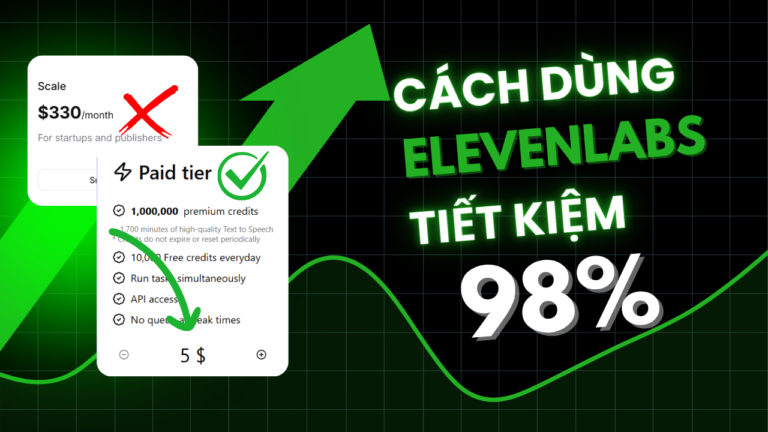 Cách Dùng ElevenLabs Giá Rẻ – Tiết Kiệm 98%, Giảm Giá 40 Lần